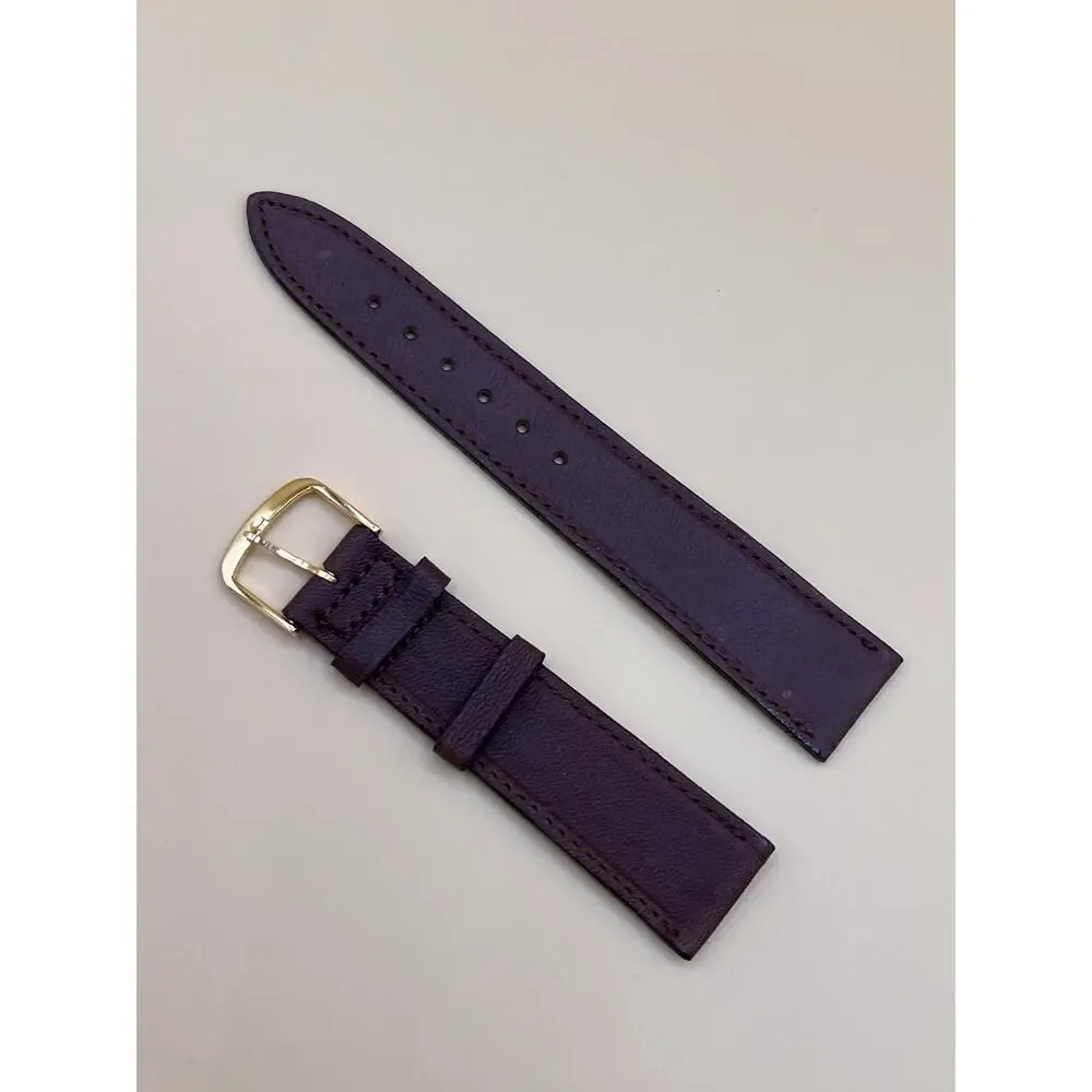 19mm KREISLER Genuine Calfskin Brown NOS Vintage Watch Band & Gold-Tone Buckle